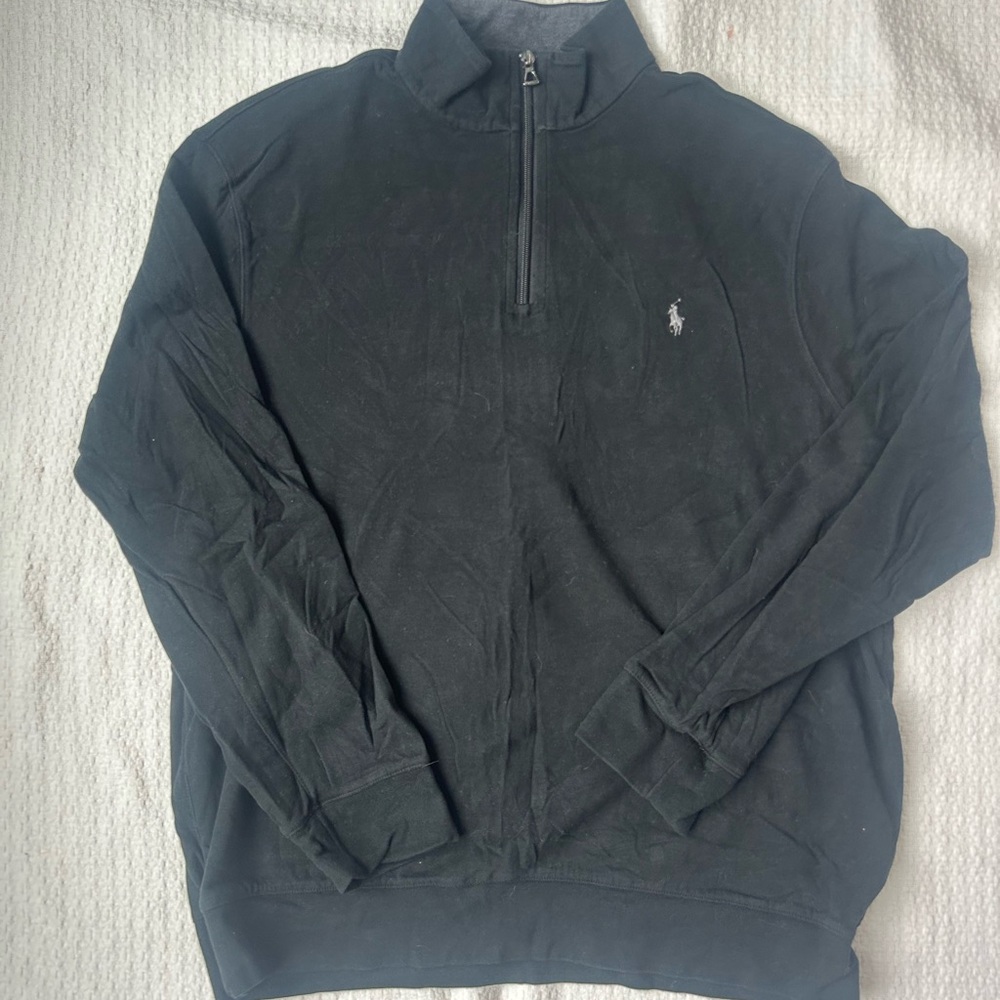 Polo Ralph Lauren Black Half-Zip Sweater, Size XL